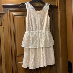 NWOT Nordstrom Beige Dress with Cream Lace Overlay Size 14